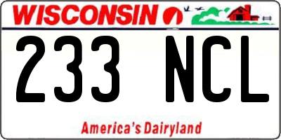 WI license plate 233NCL