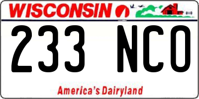WI license plate 233NCO