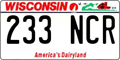 WI license plate 233NCR