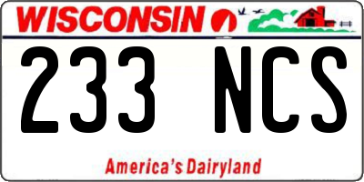 WI license plate 233NCS