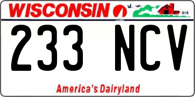 WI license plate 233NCV
