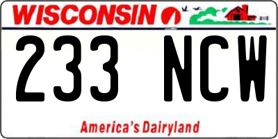 WI license plate 233NCW