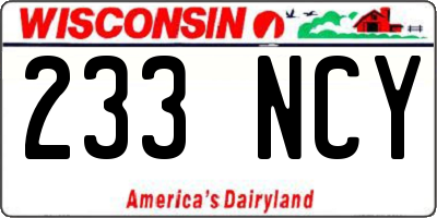 WI license plate 233NCY