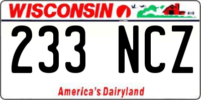 WI license plate 233NCZ