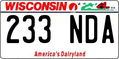 WI license plate 233NDA