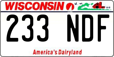 WI license plate 233NDF