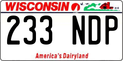WI license plate 233NDP