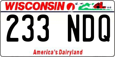 WI license plate 233NDQ