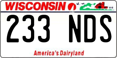 WI license plate 233NDS