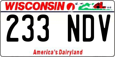 WI license plate 233NDV