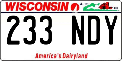 WI license plate 233NDY