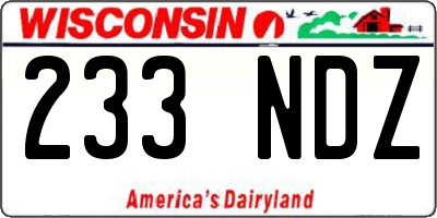 WI license plate 233NDZ