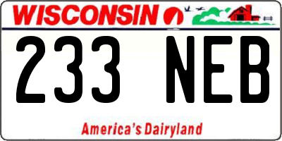 WI license plate 233NEB