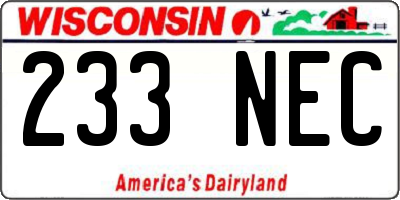 WI license plate 233NEC