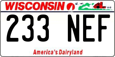 WI license plate 233NEF