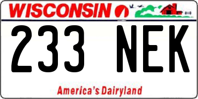 WI license plate 233NEK