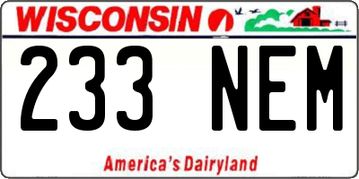 WI license plate 233NEM