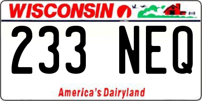 WI license plate 233NEQ