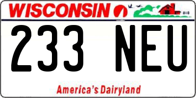 WI license plate 233NEU