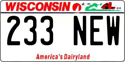 WI license plate 233NEW