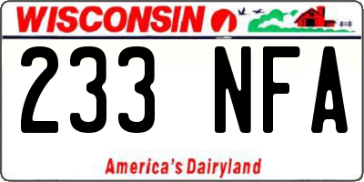 WI license plate 233NFA