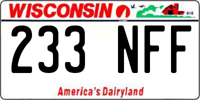 WI license plate 233NFF