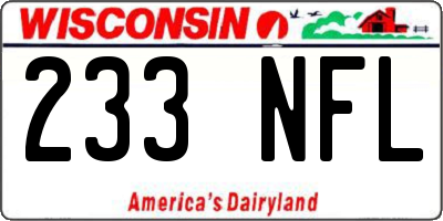 WI license plate 233NFL