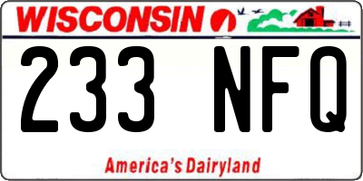 WI license plate 233NFQ