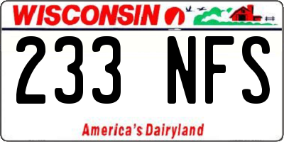 WI license plate 233NFS