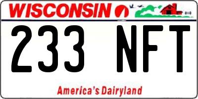 WI license plate 233NFT