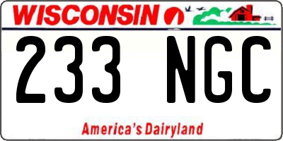 WI license plate 233NGC