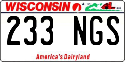 WI license plate 233NGS