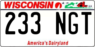 WI license plate 233NGT