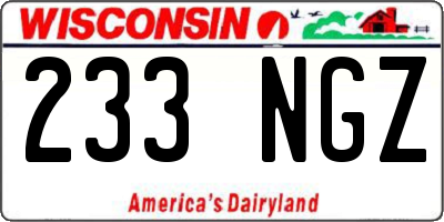 WI license plate 233NGZ
