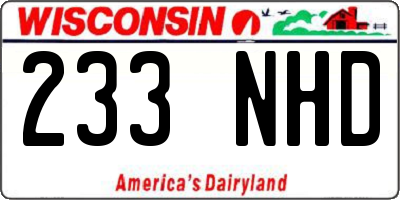 WI license plate 233NHD