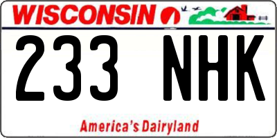 WI license plate 233NHK