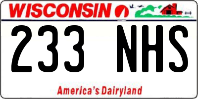 WI license plate 233NHS