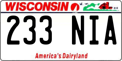 WI license plate 233NIA