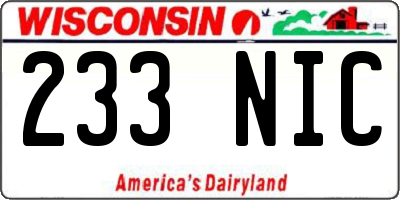 WI license plate 233NIC
