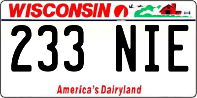 WI license plate 233NIE