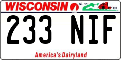 WI license plate 233NIF