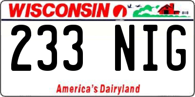 WI license plate 233NIG