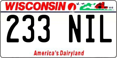 WI license plate 233NIL
