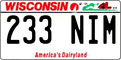 WI license plate 233NIM