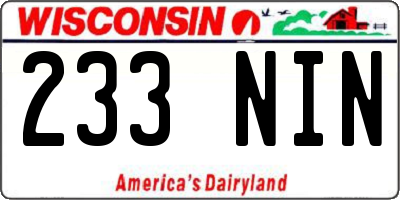 WI license plate 233NIN
