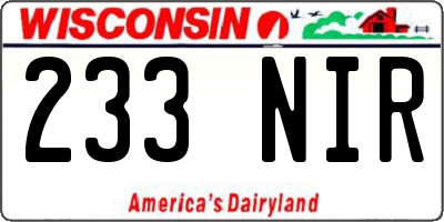 WI license plate 233NIR