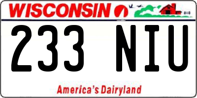 WI license plate 233NIU