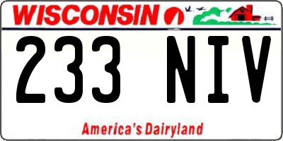 WI license plate 233NIV