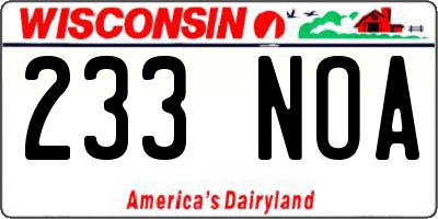 WI license plate 233NOA