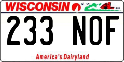 WI license plate 233NOF